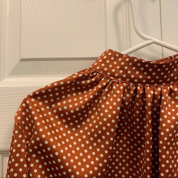 QUIZ Rusty Orange Polka Dot Blouse - US 4 - Picture 4 of 5
